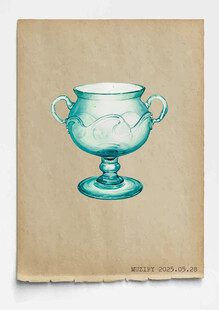 复古蓝色双耳玻璃杯