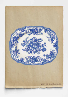 古董 缠枝纹青花瓷盘