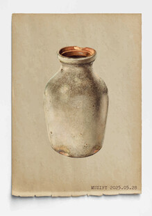 古董 圈口陶土花瓶