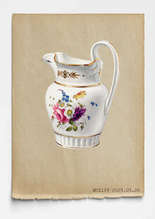 古董 烧花单耳瓷花瓶