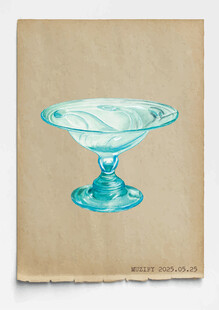 蓝色宽沿玻璃酒杯 图稿