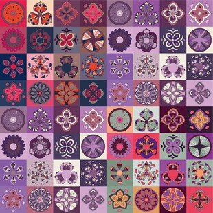 多彩几何花卉图案集合