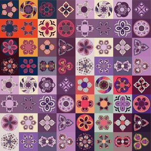 多彩花卉图案拼接背景