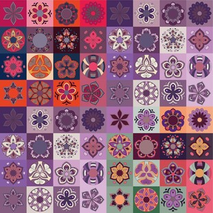 多彩花卉图案拼接纹理