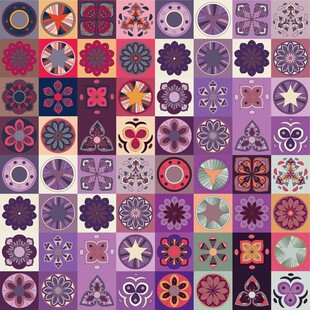 多彩花卉图案拼接背景图