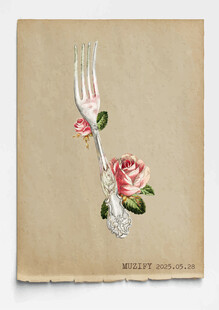 复古 餐叉与玫瑰 