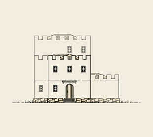 简约风格城堡建筑线稿图