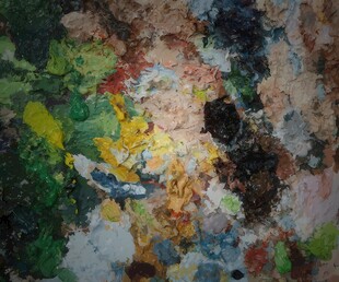 多彩油画颜料调色盘