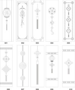 各式中国福字精美门把手设计矢图