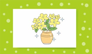 花瓶中的黄色小花插画