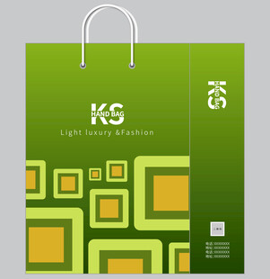 绿色几何图案手提袋设计