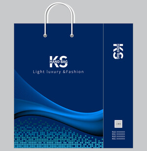 蓝色时尚手提袋设计图