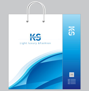蓝白简约手提袋设计图