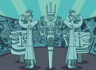 古代祭祀场景插画