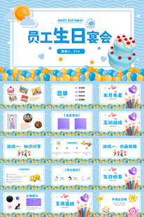 公司员工生日会生日派对PPT