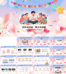企业公司员工生日会PPT模板