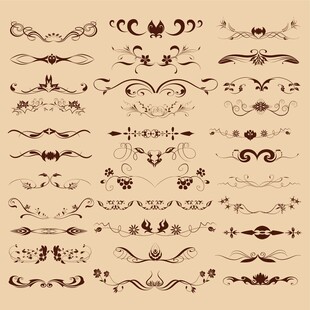 复古装饰性花纹图案集合