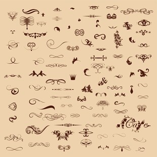 复古手绘装饰元素集合