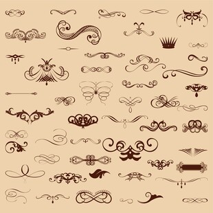 复古装饰性花纹图案集合