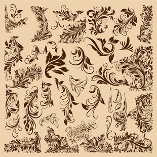 复古花卉藤蔓装饰图案