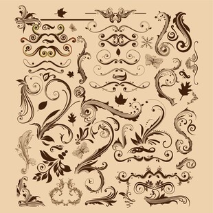 复古手绘装饰花纹图案