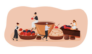 烘焙场景中的多样糕点