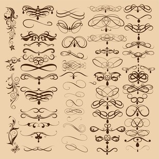 复古装饰性花纹图案集合