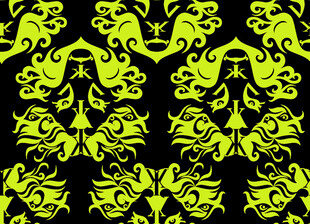 黄绿中式传统花纹图案