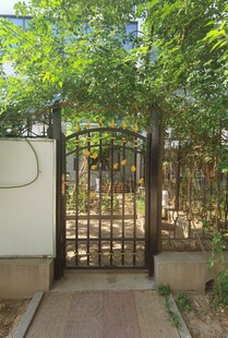 铁艺院门后的绿意空间