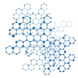 蓝色六边形分子结构图案