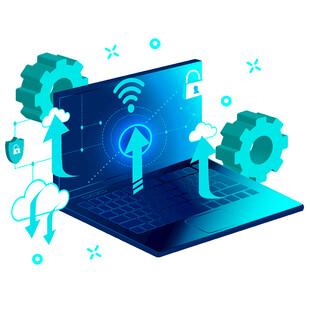 科技感笔记本电脑与互联元素