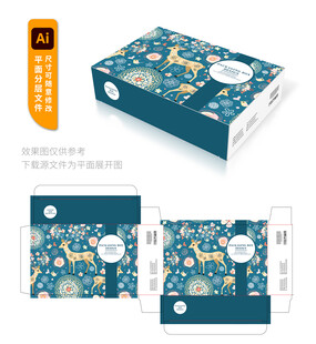 蓝底动物图案包装盒设计