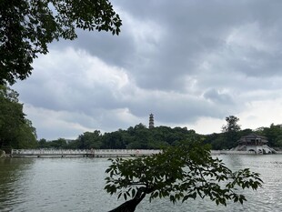 湖畔风景 绿树掩映中的景致