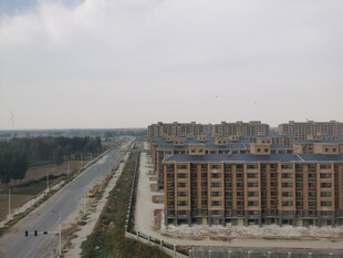 俯瞰城市道路旁建筑群