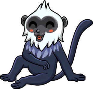 可爱坐姿猴子卡通形象