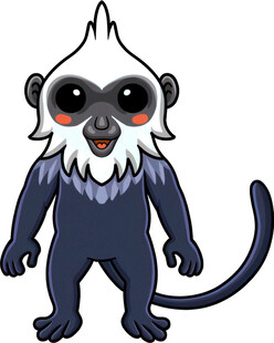 可爱白脸长尾卡通猴子