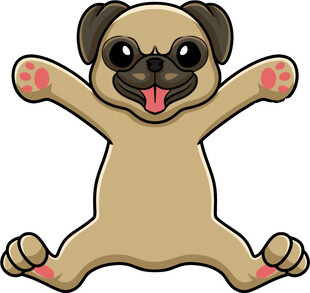 可爱巴哥犬开心做伸展动作