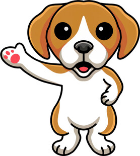 可爱小狗挥手打招呼