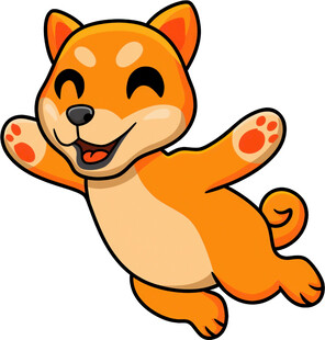 跳跃的可爱柴犬