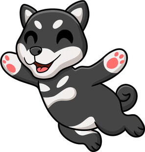 跳跃的可爱柴犬