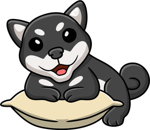 趴着的可爱卡通小狗