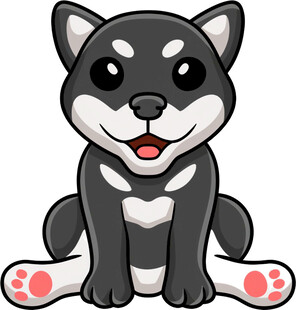 可爱坐姿柴犬卡通形象