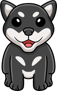 可爱黑白色卡通小狗