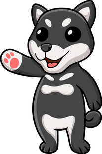 可爱黑柴犬挥手示意