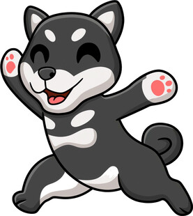 欢快跳跃的卡通小狗