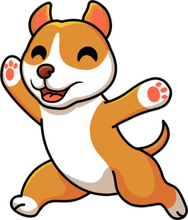 欢快跳跃的卡通小狗