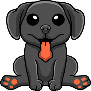 可爱黑小狗吐舌坐立