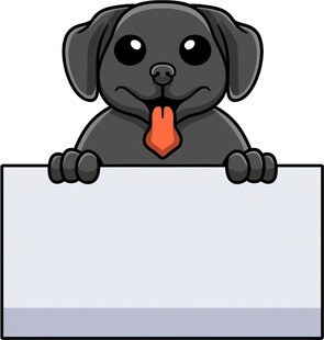 可爱黑狗举空白牌子