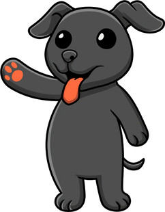 可爱黑小狗开心打招呼