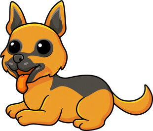 趴着的可爱卡通小狗